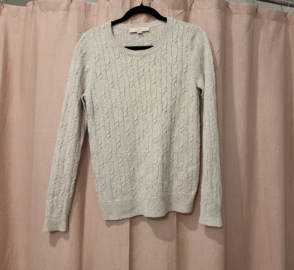 LOFT Cream Cable Crewneck Sweater